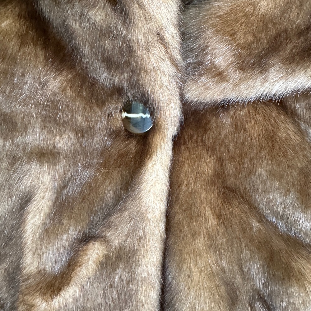 ALPINE STUDIO SOFT LUXURIOUS BROWN FAUX MINK FUR  JACKET COAT SIZE S - Picture 6 of 11